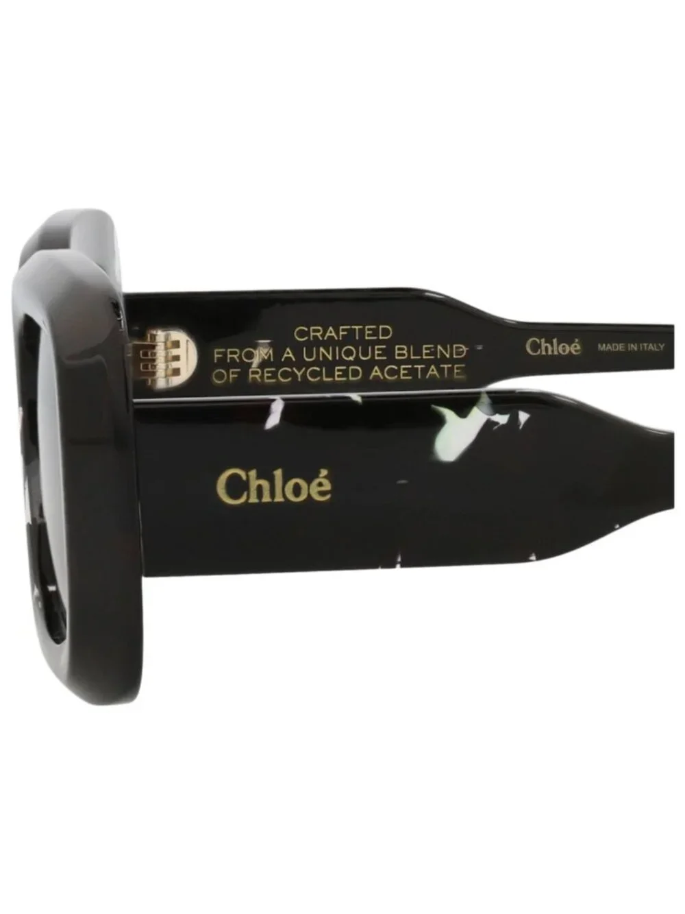 New Chloé Women's Sunglasses Square Rectangle Recycled Acetate Frame Black Black